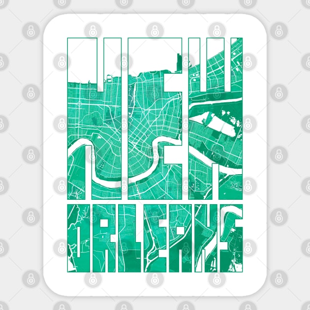 New Orleans, Louisiana, USA City Map Typography - Watercolor Sticker by deMAP Studio
